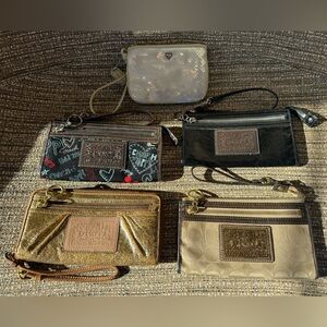 Coach Poppy Wristlet 5 pc Bundle - Sequins, Gold, Bronze, Khaki, Black, Graffiti